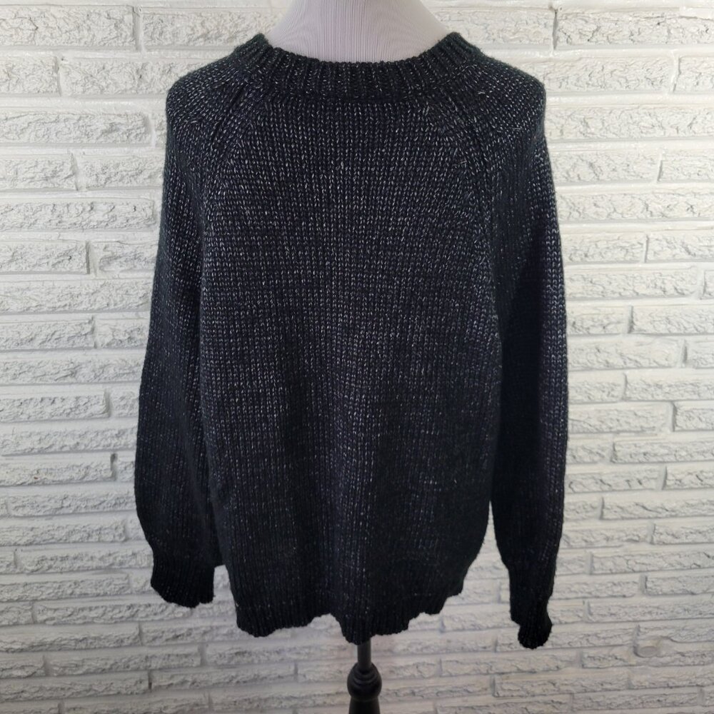 Worthington 1X Black Silver Metallic Sweater Open Knit Long Sleeve SWE36E - Picture 6 of 9